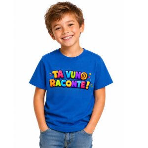T-Shirt enfants mixte bleu TA VUNO RACONTE! – VERSION LOGO écris