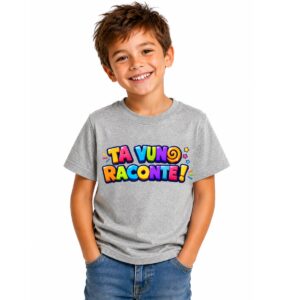 T-Shirt enfants mixte gris claire ,TA VUNO RACONTE! – VERSION LOGO écris