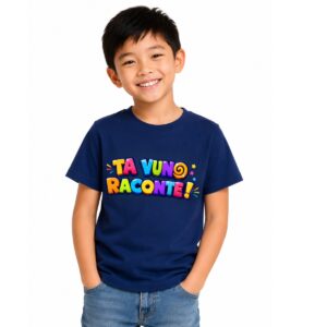 T-Shirt garçon bleu TA VUNO RACONTE! – VERSION LOGO écris